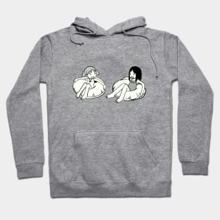 I draw happy chiyo chan and osaka on swimming floats / cute azumanga daioh manga meme Hoodie